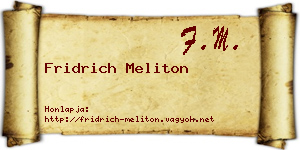 Fridrich Meliton névjegykártya